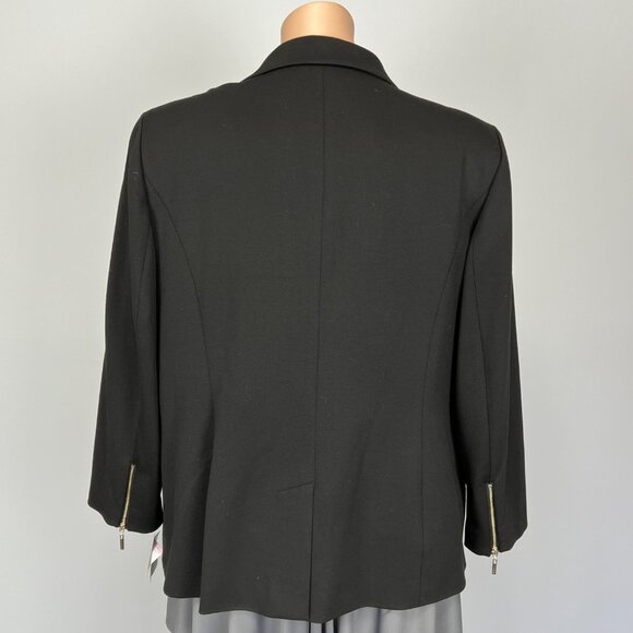 Kasper Womens Plus Black Notch Collar Blazer Zip Cuffs Single Button size 22W - Picture 5 of 13